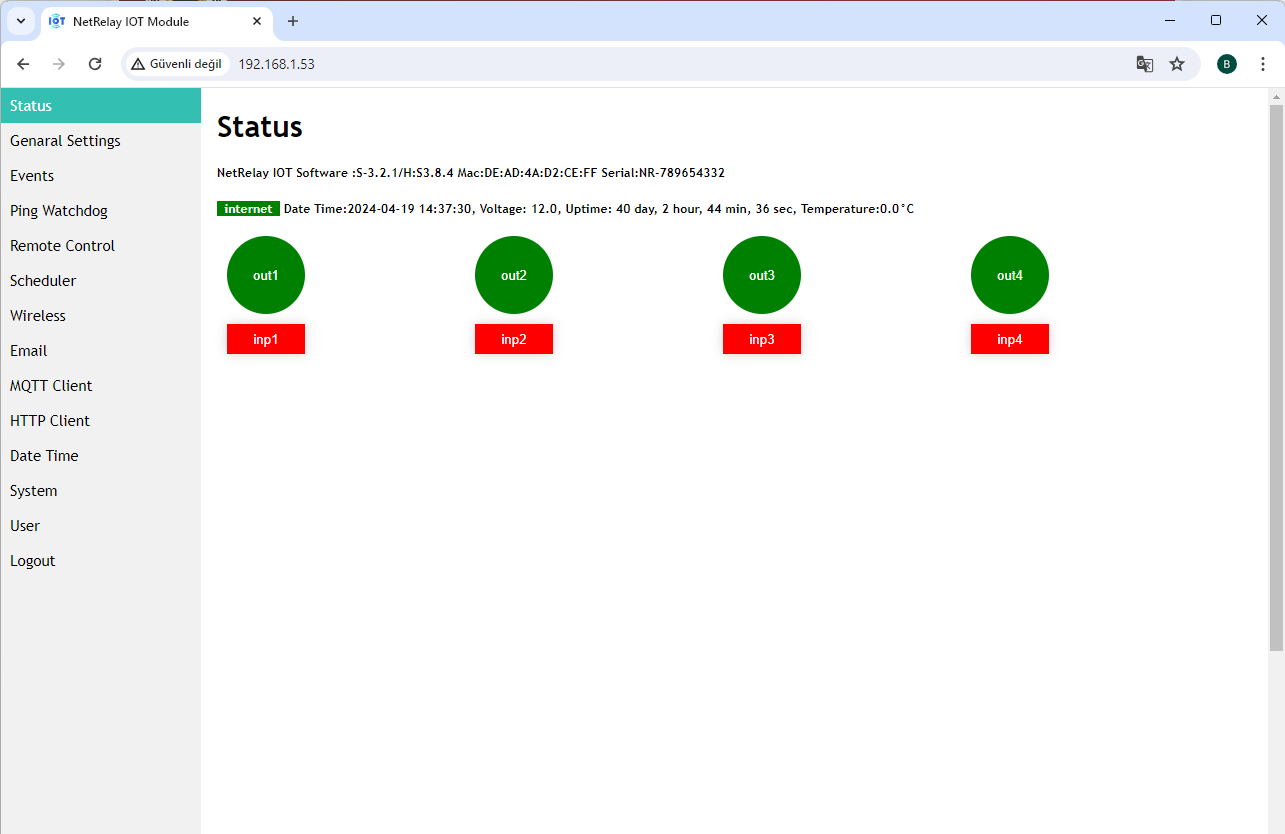 NetRelay NR001 NetRelay IoT Development Board 4 Röle (PoE-Ethernet-WiFi Lan Relay) Geliştirme Kartı ürün görseli 21 - wifidepo