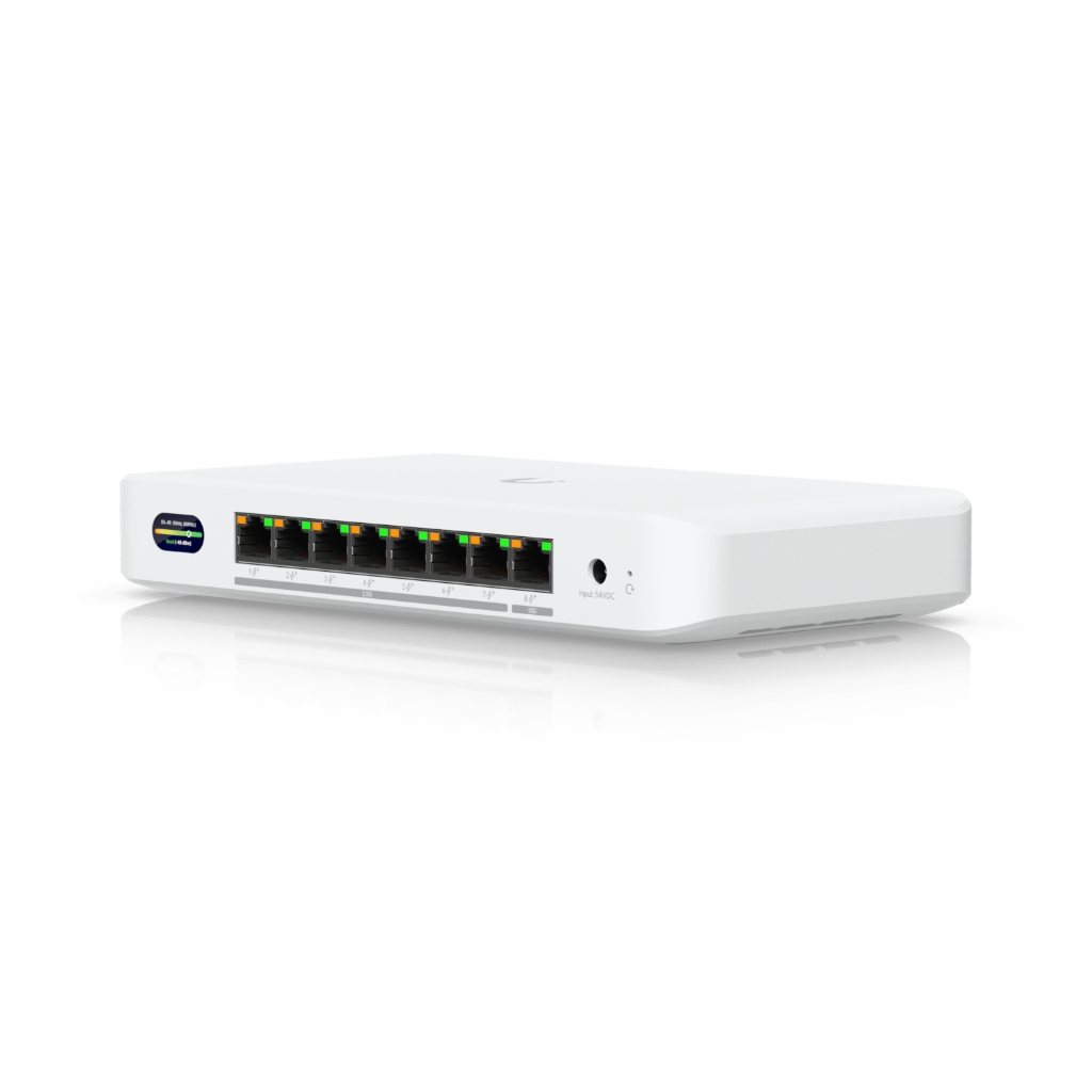 -UBNT UniFi UDB-Switch - WiFi 7 Uplink’li 10GbE + 2.5GbE 8 Port PoE+ Switch, 0.96” LCM, 6 GHz Ready